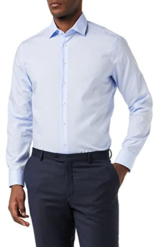 Seidensticker Herren Shaped Bügelfrei Kent Langarm Business Shirt, Blau, 39 EU