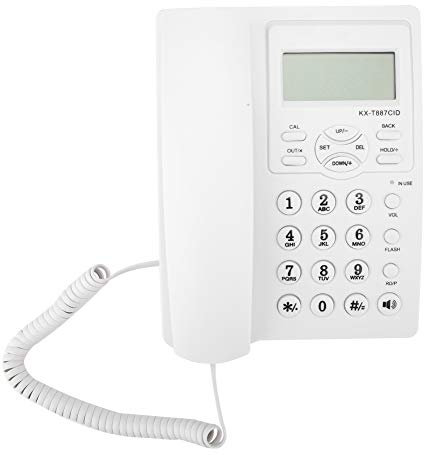 Schnurgebundenes Telefon Mit Anruferkennung/Anklopfen DTMF/FSK Systeme LCD Display Kurzwahl Freisprechfunktion 3-Gruppen Alarme Desktop (Weiß)