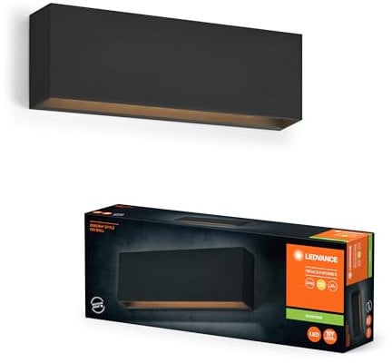 Ledvance ENDURA STYLE IVO WALL Außenbeleuchtung, 6,5W, 400lm, Wandleuchte, dunkelgrau, IP65 Schutzklasse, 3.000K Farbtemperatur, warmweiße Lichtfarbe