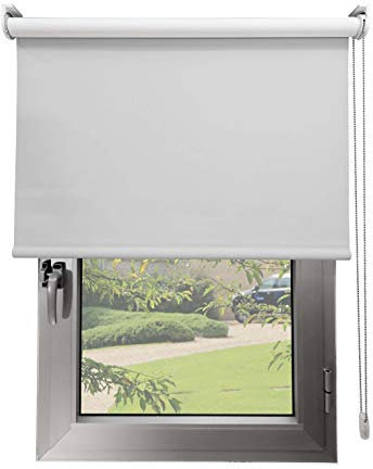 Estor Enrollable Opaco Térmico a Medida 192 x 280 - Gris - Persiana Blackout para Ventanas y Puertas - Interior y Exterior - Bloquea 100% Luz y Aisla Temperatura - Ideal en Pared o Techo