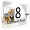 Colourbat Watercolour Animals Personalised Modern House number Sign Name and Number Street Wall Plaque (Tiger Portrait)