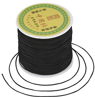 Cordón de nailon negro de 0,8 mm, 100 yardas, cuerda de macramé Kumihimo para manualidades, collares, pulseras, manualidades, bisutería