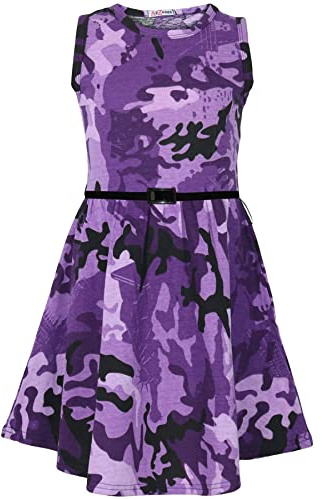 A2Z Girls Camouflage Sleeveless - A2Z Camo Skater Dress Purple 13