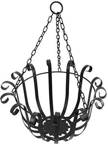 Cabilock Panier Suspendu Pot De Fleurs Mural Décoration Rustique en Fer Noir pour La Maison Et Lextérieur
