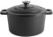 Argon Tableware Casserole Dish Cast Iron Shallow Enameled Dutch Oven Pan with Self-Basting Lid for Roasting, Braising, Stews and Curries - 4.5 Litre - Matte Black