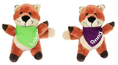 Kuscheltier Fuchs braun 15,5cm mit Namen am Halstuch- Personalisiertes Kuscheltier - Personalisiertes Kindergeburtstagsgeschenk - Stofftier mit Wunschbeschriftung für Mädchen und Jungen