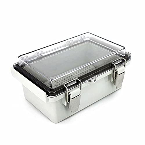 100x150x70mm IP67 Waterproof Junction Box Clear Cover Hinged Lid Outdoor Electrical Enclosure ABS Plastic Dustproof Project Case with Mounting Plate