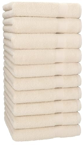 Betz 10 Stück Premium Handtücher hochwertiges Handtuch saugstark 100% Baumwolle Größe 50x100 cm Farbe Sand