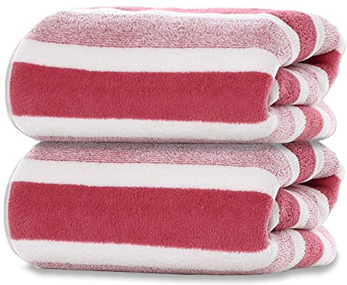 SOFTBATFY Mikrofaser-Badetücher, 2 Stück leicht, saugfähig, super flauschig und schnell trocknendes Handtuch für Reisen, Urlaub, Fitness und Yoga (70 x 140 cm, Rosa)
