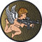 Angel with machine gun | Engel mit Maschinengewehr MG Aufnäher gestickt Engel Figur Aufbügler Anti Valentinstagsgeschenk Cupido Applikation zum annähen/aufbüglen | 80x80mm