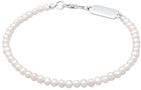 Kuzzoi Buddha Herren Armband mit Süßwasserperlen (3 mm) oval geformt, Perlenarmband für den Mann in 925 Sterling Silber, Unisex Armschmuck mit Perlen, Länge 19 cm