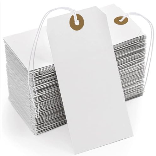 Weiße Anhänger mit Schnur, 200 Stück, große Markierungspapier-Hängeetiketten mit elastischem Seil, beschreibbare Preise, leere Geschenkanhänger für alle Anlässe