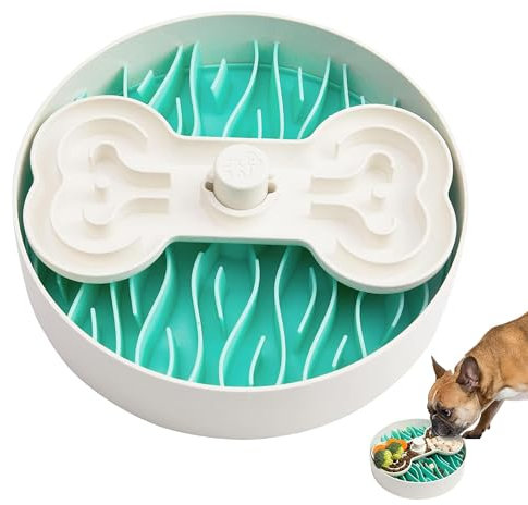 Puzzle Feeder Slow Feeder Dog Bowl - 9.8 Inches, Dry, Wet & Raw Food, Mealtime Fun Puzzle for All Breed Dogs, Green
