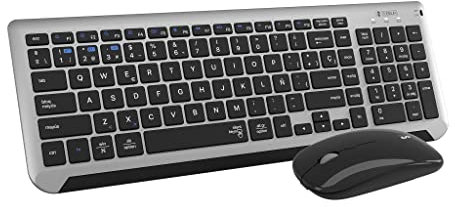 SUBBLIM Teclado con Ratón Bluetooth + 2.4G Combo Dual Prestige Extendido Gris Negro