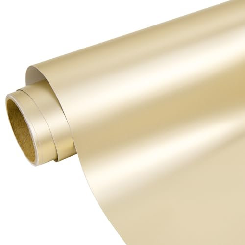VINYL FROG Rouleau de vinyle adhésif permanent métallisé satiné doré pour tasse, tasse, fenêtre, décoration d'intérieur, et autres projets de bricolage - 0,3 x 3,6 m