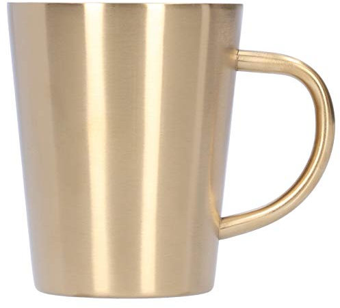 Wnvivi Stainless Steel Coffee Mug with Handle,340ml Double Wall Insulated Drinking Cup,Metal Beer Mug Coffee Water Cup for Home Office Bar(Gold)