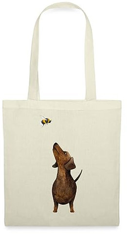 Spreadshirt Dackel mit Hummel Süßestes Dackel Geschenk Stoffbeutel, One size, Natur