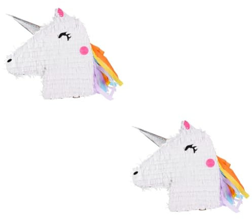 ibasenice 2 Stk Einhorn-piñata Hängende Piñata Mehrfarbige Piñata-sticks Mexikanische Stern-pinata Prensa Para Tortillas Tropische Piñata Plüsch Geschenk Tacos Bankett Papier Der Sommer Weiß