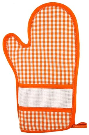Guanto da forno con etamine da ricamare, guanto forno tinta unita da ricamare - Made in Italy (ARANCIO)