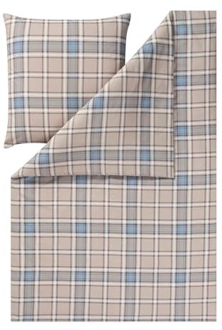 ESTELLA Kuschelflanell Bettwäsche Quirin beige 1 Bettbezug 155 x 220 cm + 1 Kissenbezug 80 x 80 cm