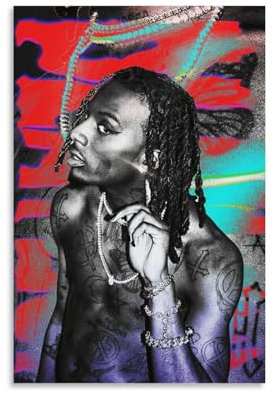 Playboi Carti Poster, Vintage-Poster, Leinwand, Wandkunst, dekoratives Wohnkultur, Gemälde für Wohnzimmer, Schlafzimmer, 30 x 45 cm, ungerahmt, 7