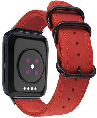 Armband Kompatibel mit Oppo Watch 41mm Armbänder, Retro Weich Leder Band Verstellbarer Edelstahl Metall für Herren Damen Ersatzarmband für Oppo Watch 41mm Uhrenarmband (C)