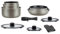 HAGEN, Batterie de cuisine revêtement pierre, Manche amovible, 11 pièces, Carbon, Revêtement anti-adhésif, Tous les types de feux, y compris l'induction, HA5026-CAR