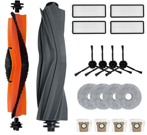 NUHFUFA 18 accessori per robot aspirapolvere Dreame L20 Ultra, 4 spazzole laterali, 2 spazzole principali, 4 sacchetti per la polvere, 4 cuscinetti, 4 filtri