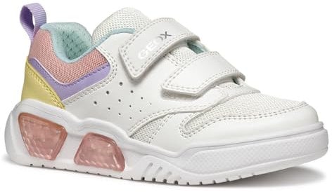Geox J ILLUMINUS Girl A Basket, White/Multicolor, 32 EU