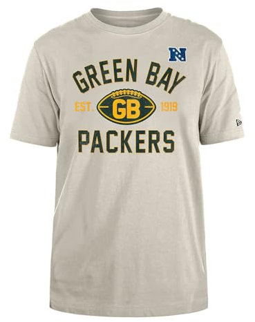 GREEN BAY PACKERS New Era Cap NFL Regular T-Shirt Distressed Screenprint Team Graphic Stone Unisex
