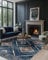 DEFYNEE Machine Washable Rugs Living Room 120x180 cm, Kitchen Rugs Non Slip Washable, Soft Short Pile Vintage Blue Rugs for Bedroom, Moroccan Rug for Hallway, Diningroom, Blue