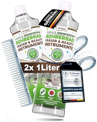 Qindoo Instrumenten-Desinfektion 2L Bohrerbad Ultraschall-Bad geeignet, Fräser, Fußpflege, Nagelstudio, Barber, Friseur, Derma-Roller