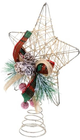 Amosfun Estrella Navideña De 5 Picos Decoración Colgante para Árbol De Navidad Adorno De Fiesta