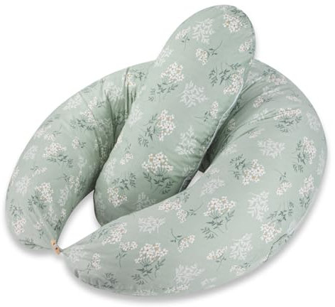 Chilling Home Coussin d'allaitement 2 en 1 - Taille XXL - Coussin de grossesse - Coussin de positionnement latéral pour bébé - Avec coussin intérieur et housse de coussin d'allaitement en coton - Vert