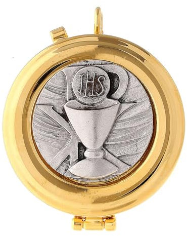 Holyart Teca eucaristica Peltro Calice XP JHS diam. 5 cm