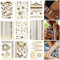 ZUOQIANG 9 Feuilles Tatouages Temporaires, Brillant Tattoo Temporaire Doré, Tatouage Ephemere Femme, Tatoo Temporaire Étanche, Tatouage Temporaire pour Adultes Femmes Enfants