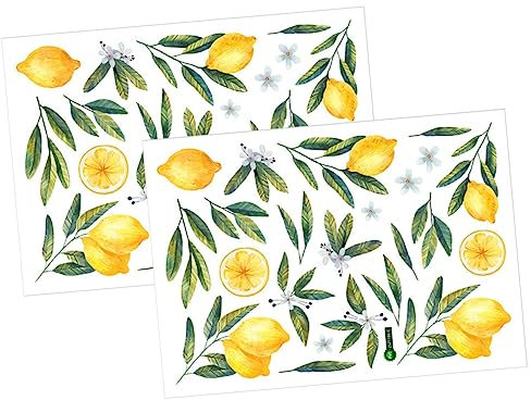 ASAKKURA 2blätter Obst Tapete Selbstklebende Wandtattoo Dekorative Wandaufkleber Frucht Aufkleber Für Küche Bad Schlafzimmer Kinderzimmer Innenwanddekor Diy Wandkunst Versorgung