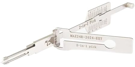 Qxiao MAZ24R-2024-EXT Dietrich-Werkzeug für Doppelrillentürschloss Pro, 2-in-1-Decoder und Pick-Werkzeuge, Autoschlüsselleser, Mehrzweck-Edelstahl-Wartungsreparatur-Kits, robuste Handwerkzeuge