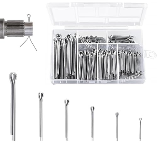 Splinte Sortiment, 260 Stück Edelstahl Splinte Sortiment, In 6 Verschiedenen Größen(M1,M2,M2.5,M3,M4,M5), Splinte Sortiment mit Sortimentskasten, Federsplinte, Für Autos, Wohnmobile, Gartengeräte