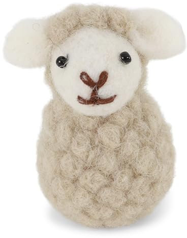 Gry & Sif Osterkranz, Dekokranz zum aufhängen, Filzkranz, Osterdekoration, Handmade, Fairtrade, Frühlingsdekoration, Naturdekoration (Schaf beige 5,5cm X 3 cm)