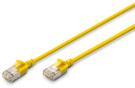DIGITUS Cable LAN Cat 6A – 1 m – Versión delgada AWG 32/7 – 10 Gbit/s – Cable de red RJ45 – F/FTP – PoE+ – LSZH – Compatible con Cat-7, Cat-6, Cat-5e – Amarillo