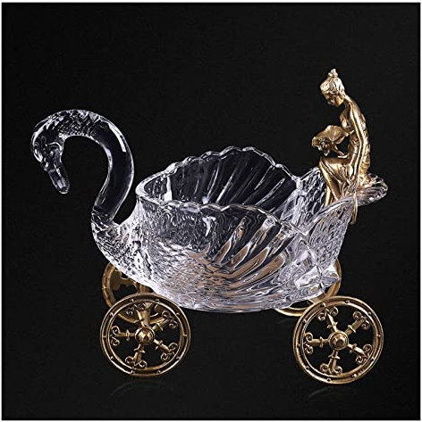 Frutero de Cristal con Forma de Cisne de Lujo, Ideal para Aperitivos, Frutos Secos o como Regalo, Ideal para la Mesa de Centro y la Sala de Estar.