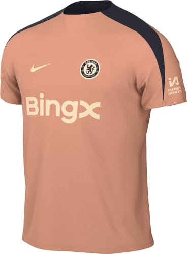 Nike FC Chelsea Strike Dri-Fit Short Sleeve Football Top (Men), Apricot Agate/Obsidian/Guava Ice HJ3387-845, S
