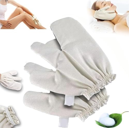 Garshana Handschuhe Rohseide Massagehandschuhe, Ayurvedische Massage, Trockenbürstenhandschuhe, Seidenhandschuhe für Peeling Haut, wiederverwendbar und sanft zur Haut (2 Stück)