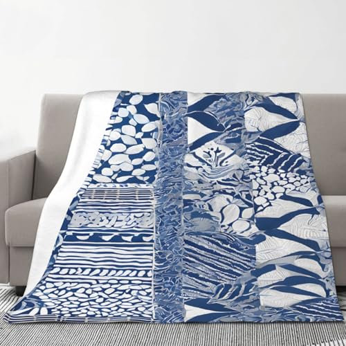 AUGUSTRUSH Blaue polynesische Maori-Flanell-Überwurfdecke, Anti-Pilling, doppellagig, für Bett, Sofa, Samt, weich, statisch, tragbar, leicht, Plüsch, Camping, Reisedecken für Erwachsene