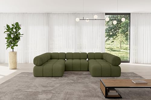 ALTDECOR Modulares Sofa Ecksofa in U-Form Corner modular Sofa Eckcouch Couch Wohnlandschaft Cauchsofa Polstersofa Garvo-U1-285x190x70 cm Grün