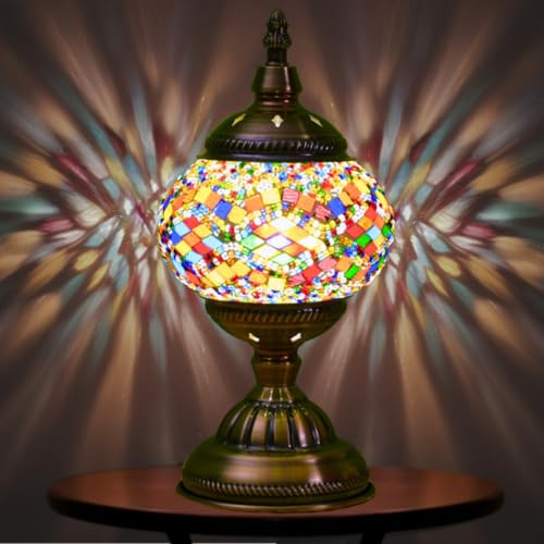 Turquie exotique mosaïque lampe de table avec style marocain fait à la main verre décoratif lampe rétro ombre avec USB éclairage de bureau décoratif lit éclairage pour chambre