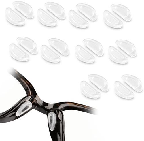 Yisica 10 Pairs Silicone Eyeglass Nose Pads, Adhesive & Stick-on Anti-Slip Cushions for Glasses, Eyeglasses, Sunglasses & Reading Glasses Black