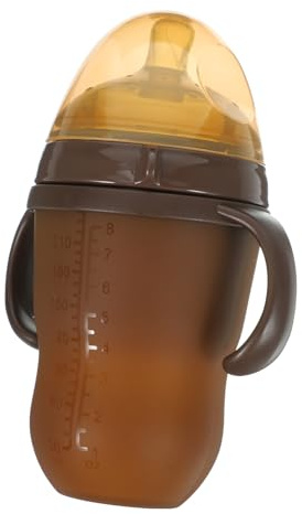 ULDIGI Silikon Babyflasche mit Doppelgriff 250ml für Neugeborene Bruchsicher Antibakteriell mit Nano Silber Ergonomisch für Reisen und Alltag