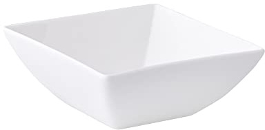 Dajar AMBITION Schale quadratisch Porzellan Porto 14 cm Servierschale für Suppe Snacks Desserts Salat Spülmaschinen & Mikrowellenfest 1 Einheit, Weiß (Packung mit 6)